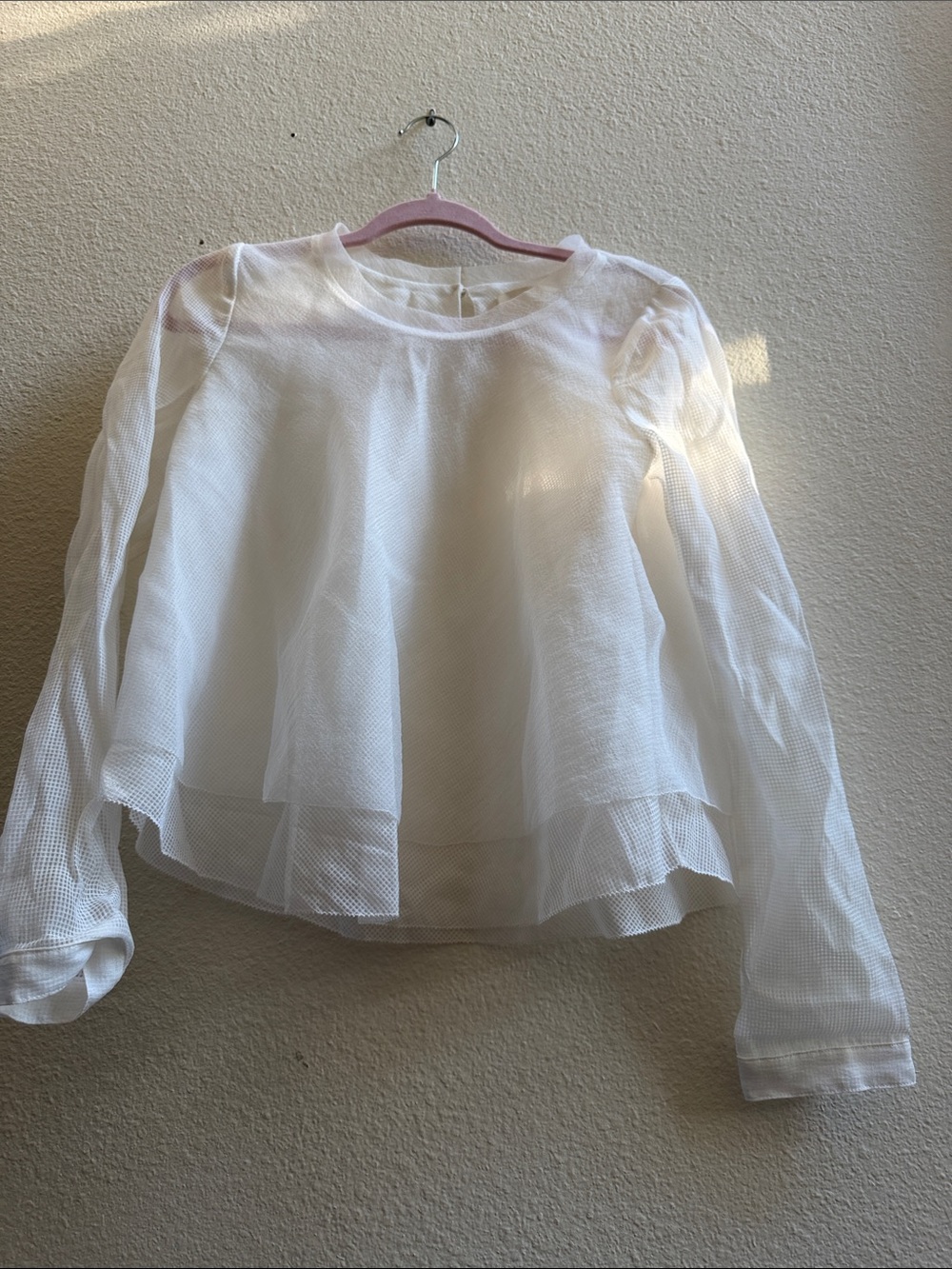 White Layered sheer Long-Sleeve Top